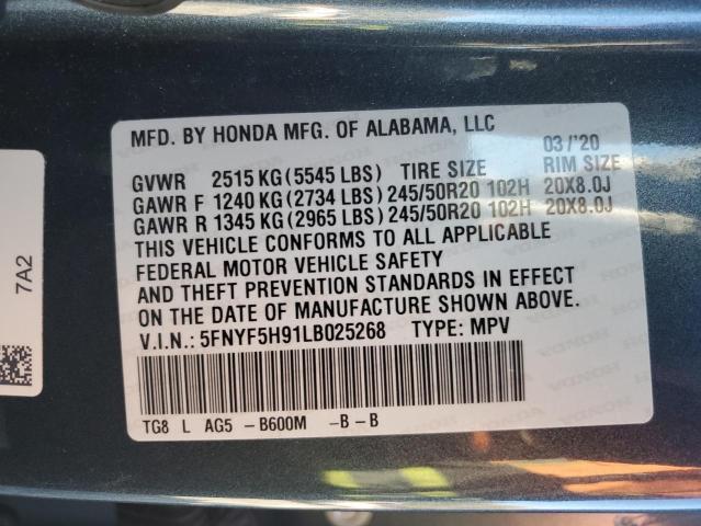 2020 HONDA PILOT TOUR #3286646292