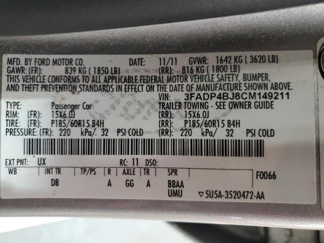 2012 FORD FIESTA SE - 3FADP4BJ8CM149211