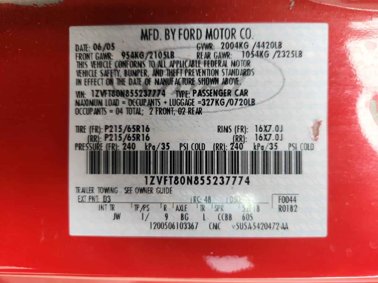 Lot #3302764357 2005 FORD MUSTANG