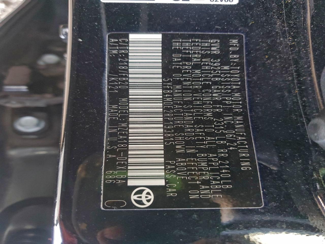 Lot #3315653779 2024 TOYOTA COROLLA LE