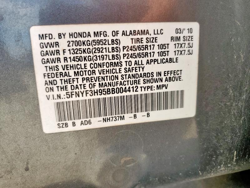 2011 HONDA PILOT TOUR #3304634972