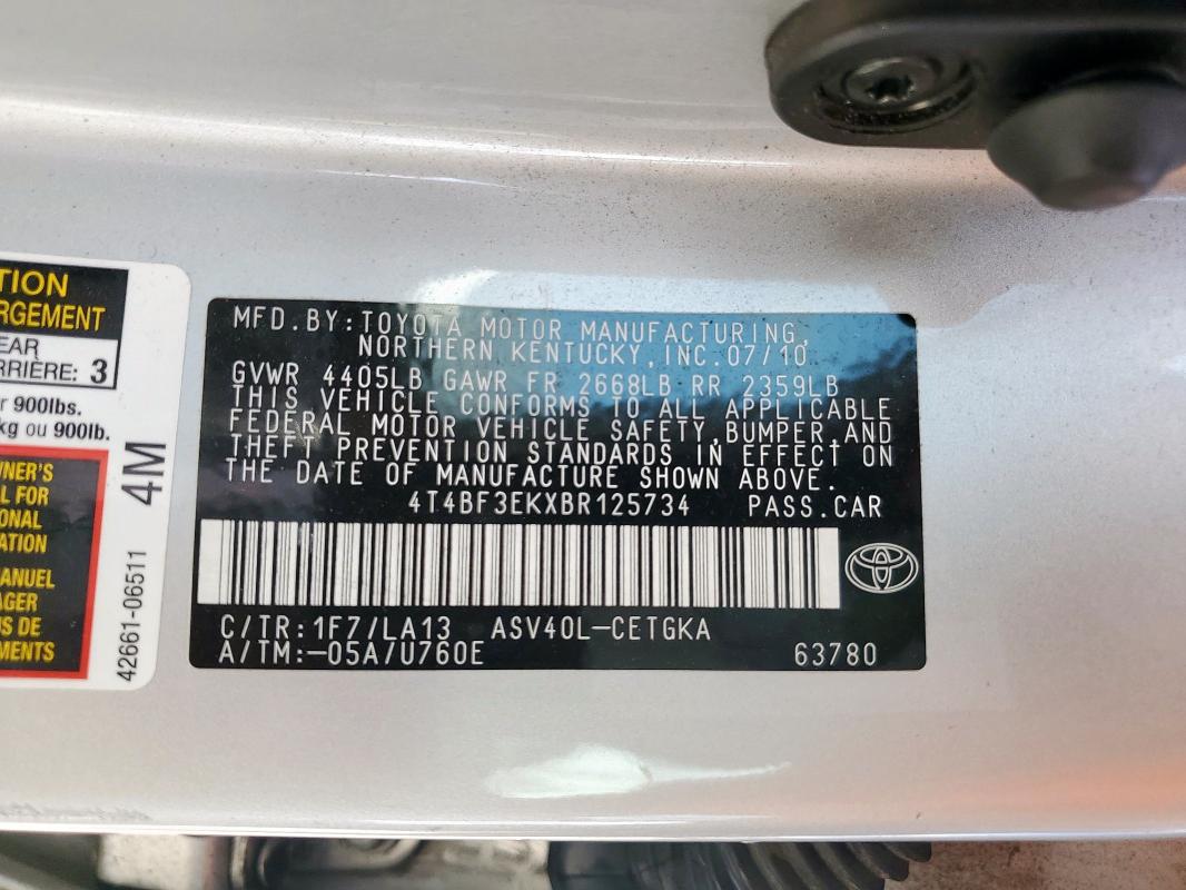 2011 TOYOTA CAMRY BASE #3292614613