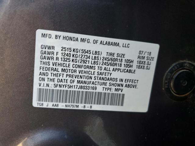 2018 HONDA PILOT LX #3293270464