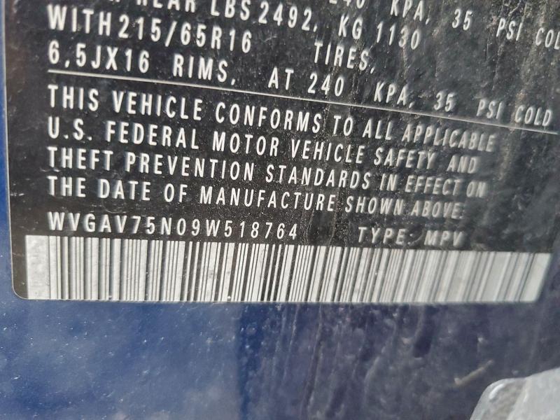 2009 VOLKSWAGEN TIGUAN S #3305328299