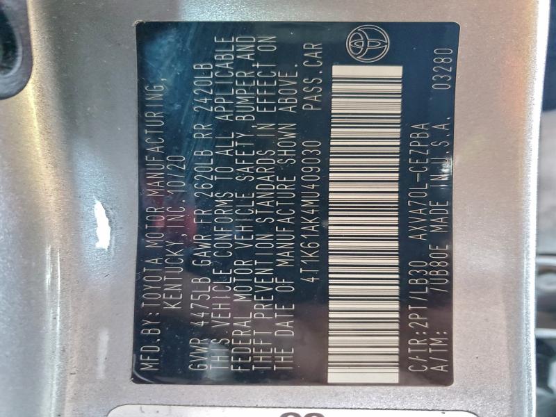 2021 TOYOTA CAMRY XSE #3304021637