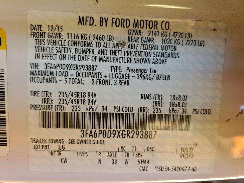 2016 FORD FUSION TIT #3303723490
