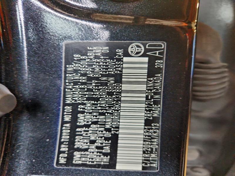 2019 TOYOTA COROLLA L #3305595153