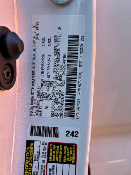 2022 TOYOTA TACOMA DOU #3301609647