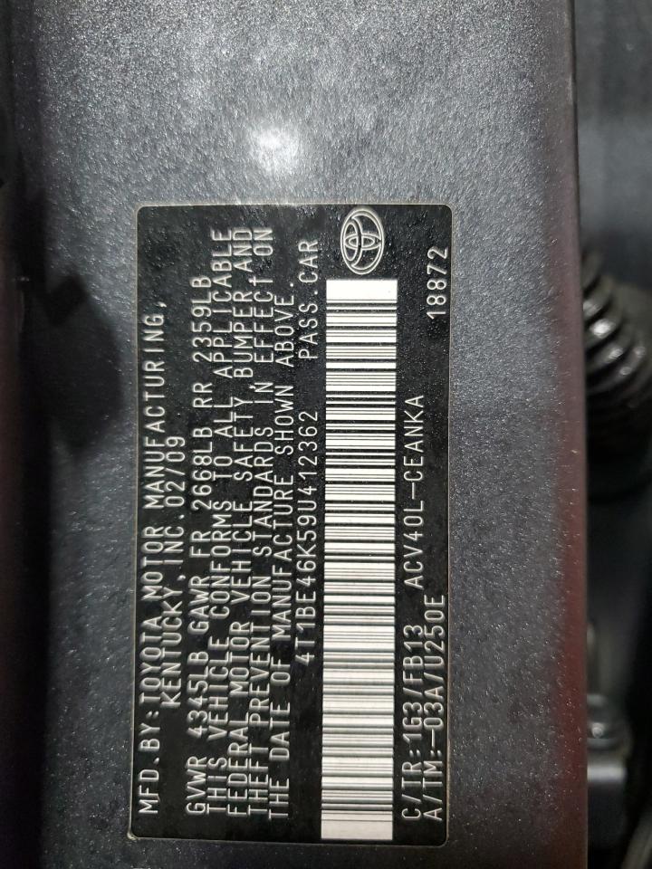 Lot #3285590291 2009 TOYOTA CAMRY BASE