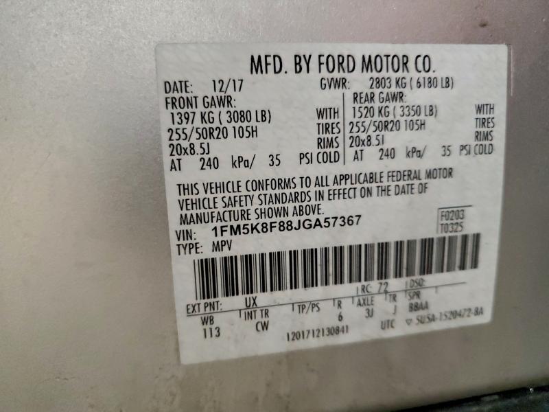 2018 FORD EXPLORER L #3303705032