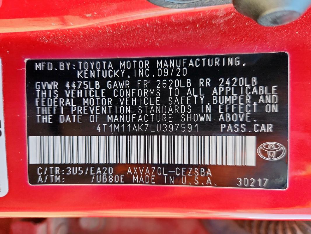 2020 TOYOTA CAMRY SE #3305749785