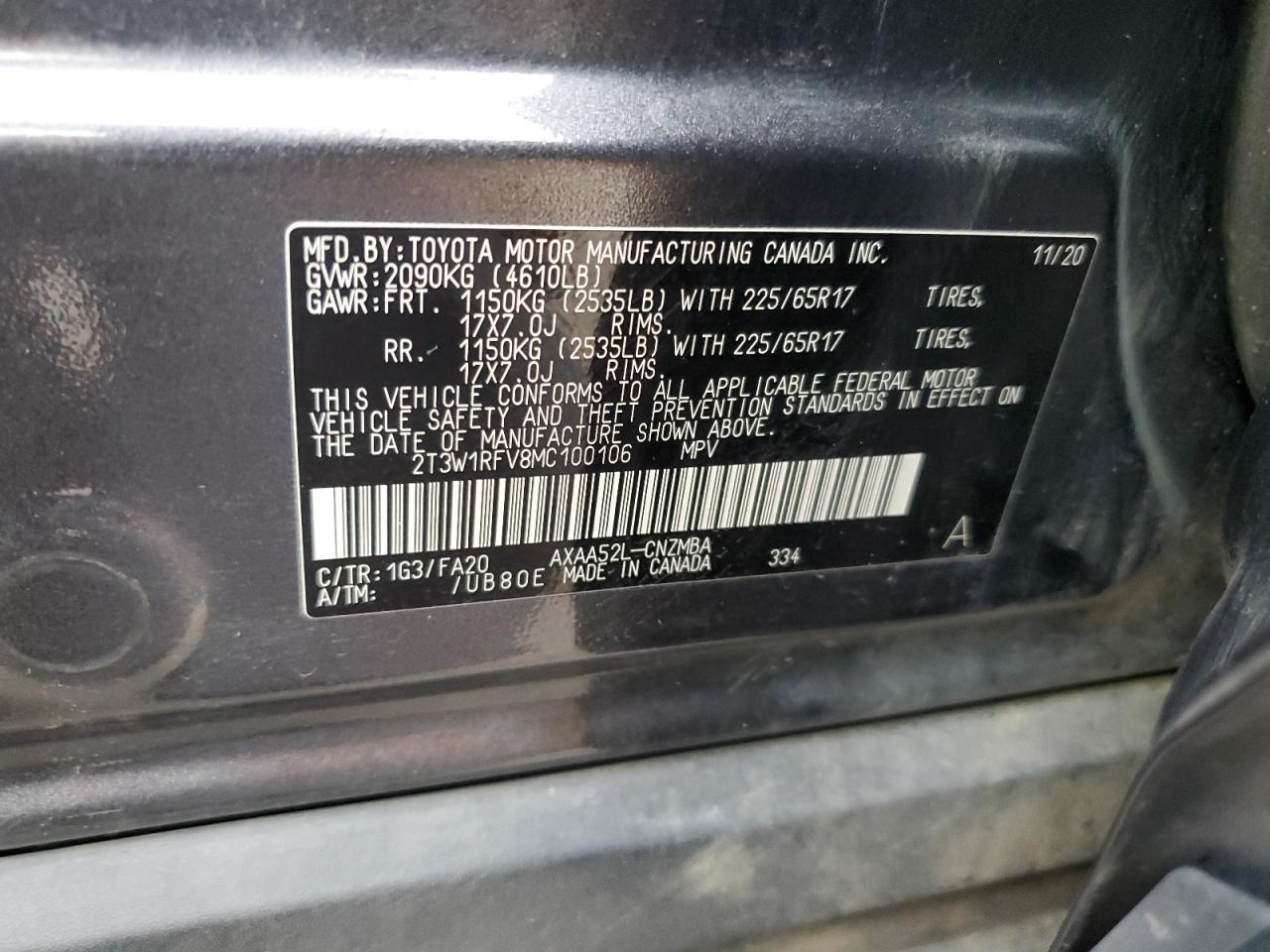 Lot #3287432007 2021 TOYOTA RAV4 XLE