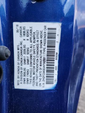 2018 HONDA CIVIC SI #3293400053