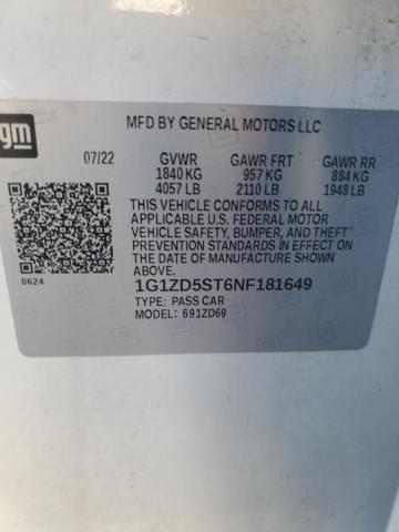 2022 CHEVROLET MALIBU LT - 1G1ZD5ST6NF181649