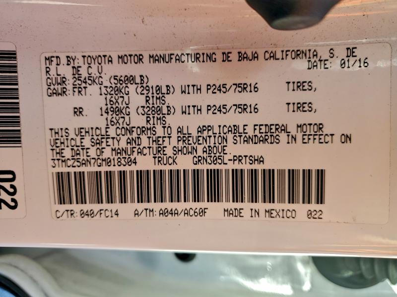 2016 TOYOTA TACOMA DOU #3310612267