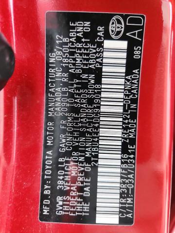 2013 TOYOTA COROLLA BA - 2T1BU4EE4DC919018