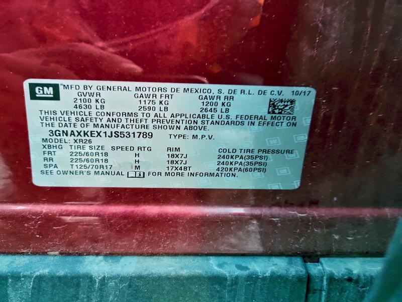 2018 CHEVROLET EQUINOX LT #3302772361