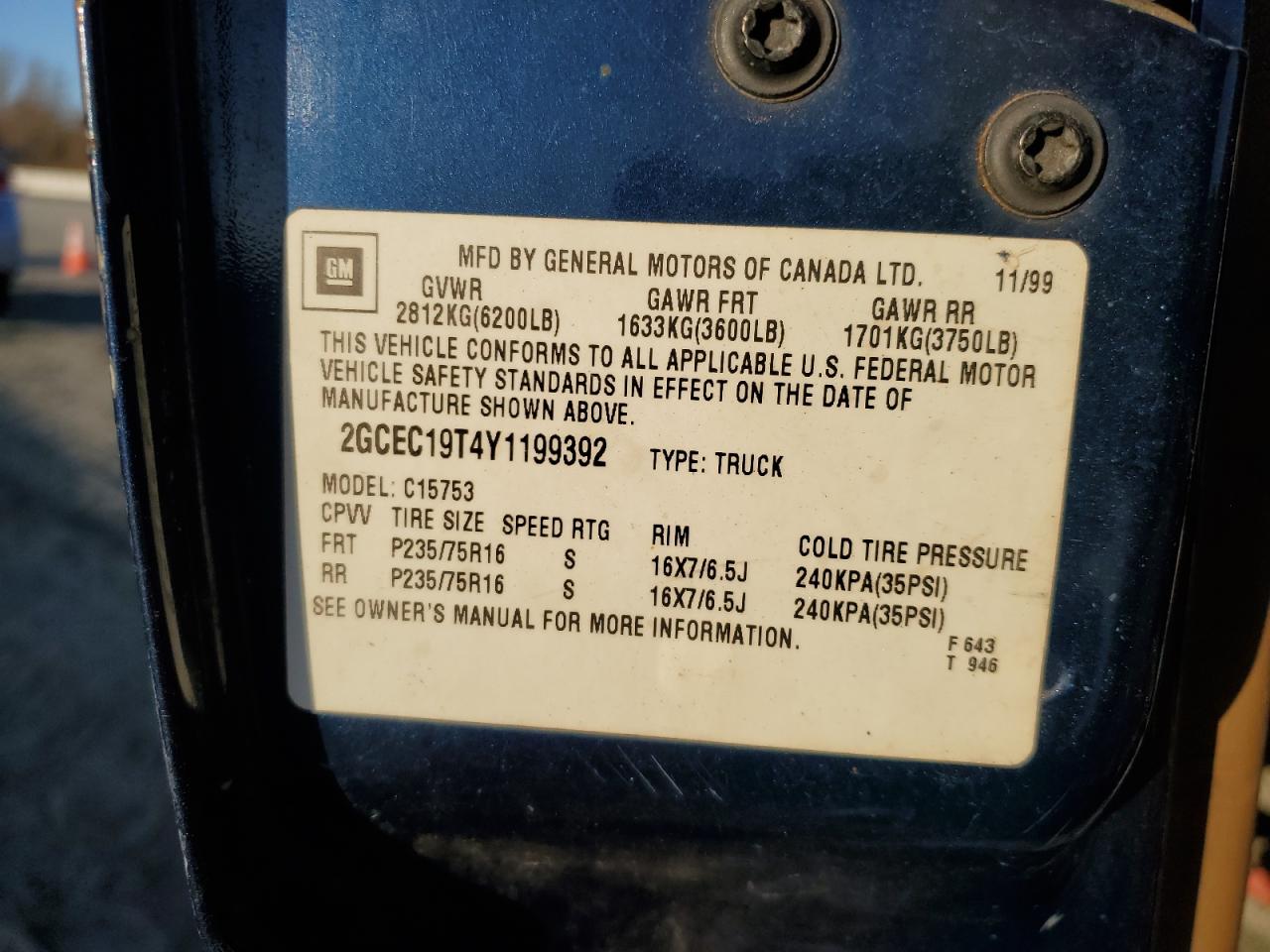 Lot #3302726011 2000 CHEVROLET SILVERADO