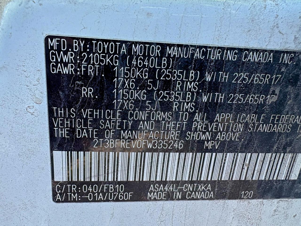 Lot #3296250444 2015 TOYOTA RAV4 LE