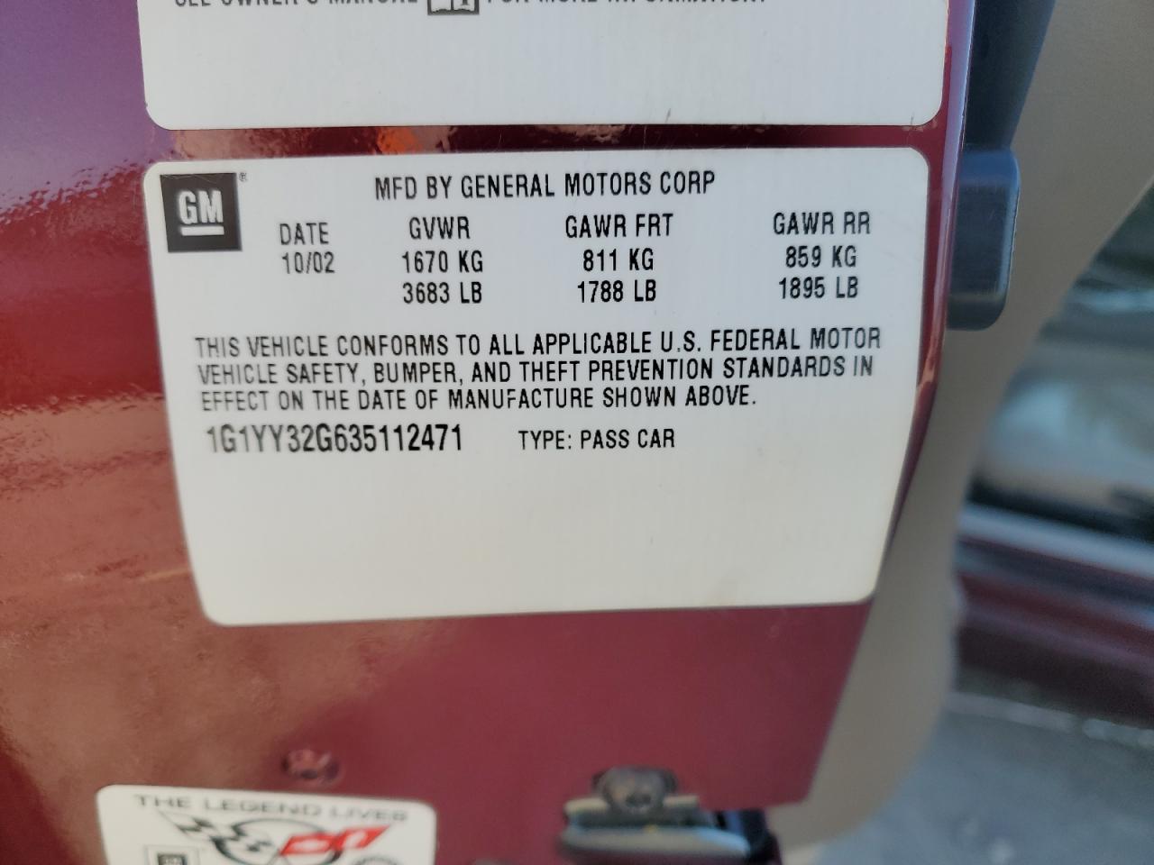 Lot #3283274776 2003 CHEVROLET CORVETTE