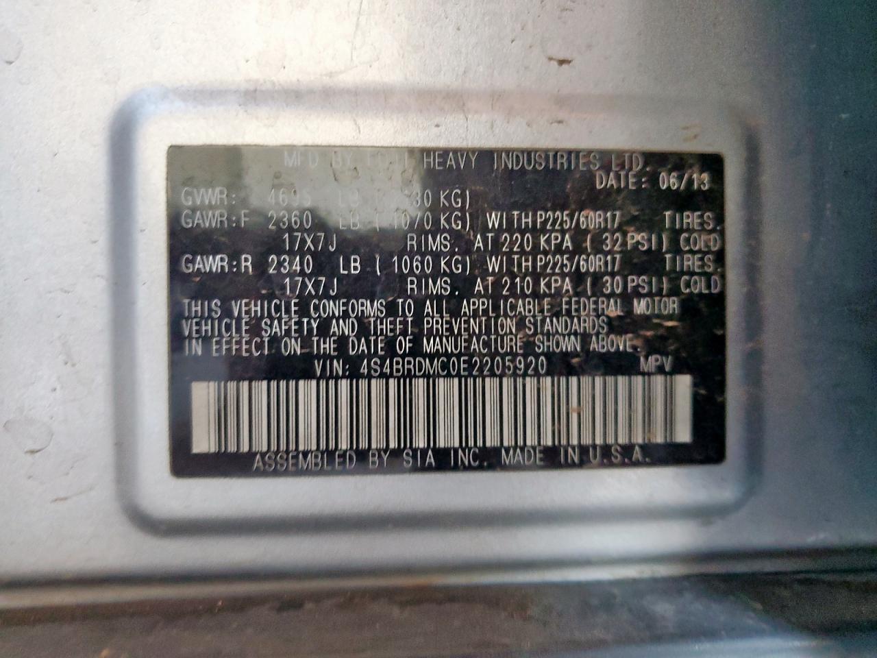 SUBARU OUTBACK 3.6R LIMITED