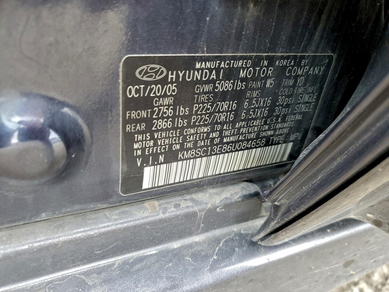 Lot #3301991456 2006 HYUNDAI SANTA FE G