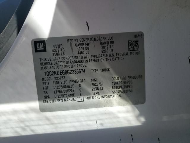 2016 CHEVROLET SILVERADO - 1GC2KUEG8GZ335674