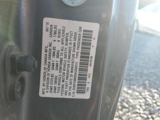 2016 HONDA CIVIC LX #3290193242