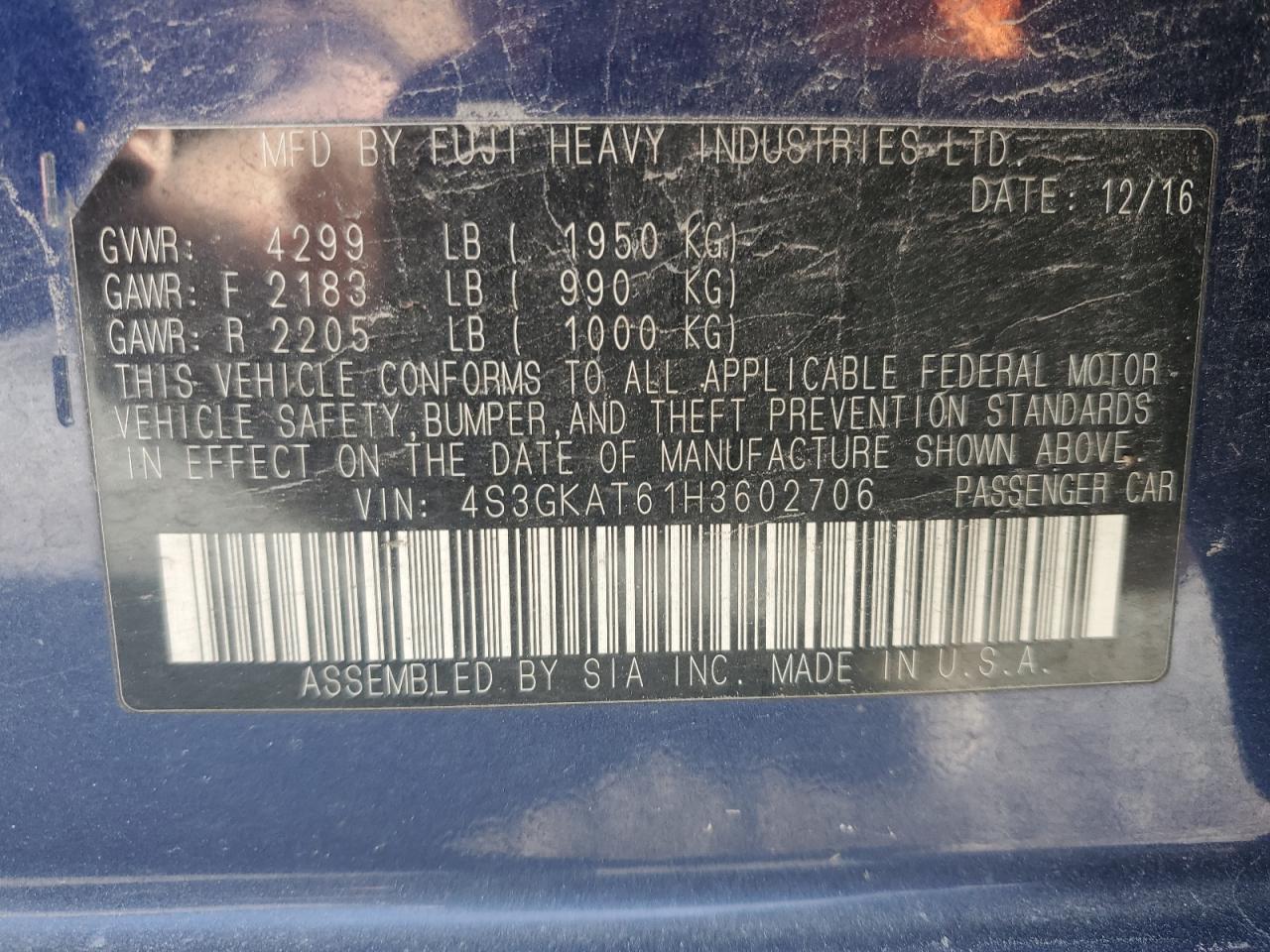 SUBARU IMPREZA LIMITED