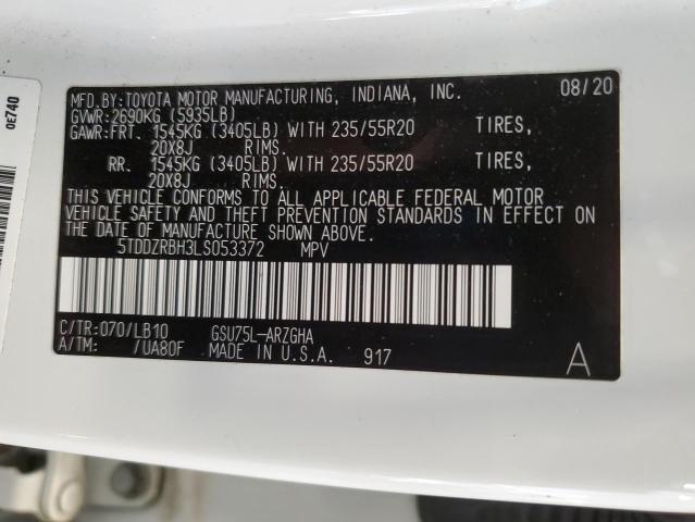 2020 TOYOTA HIGHLANDER 5TDDZRBH3LS053372