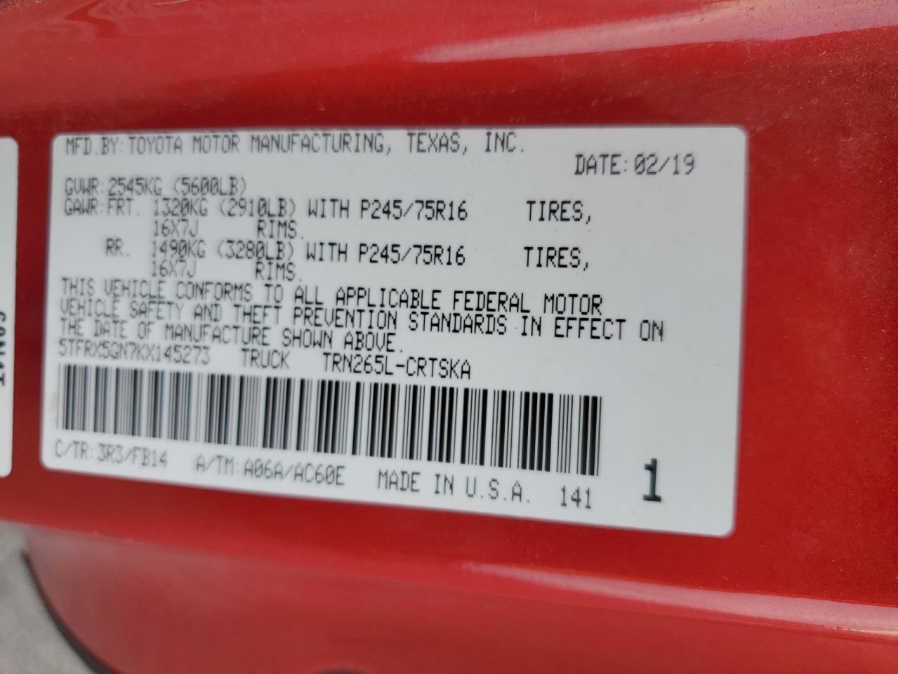 TOYOTA TACOMA ACCESS CAB