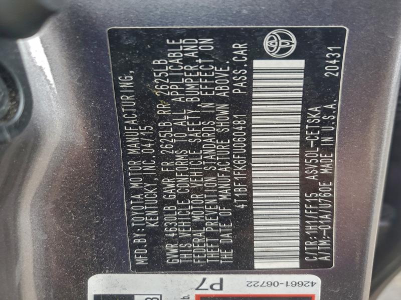 2015 TOYOTA CAMRY LE #3301768343