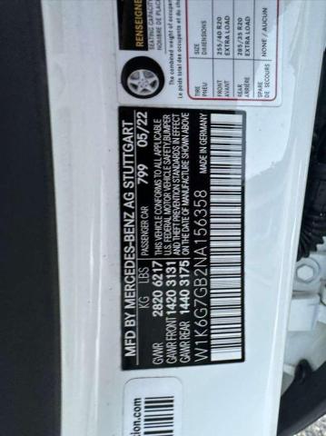 2022 MERCEDES-BENZ S 580 4MAT W1K6G7GB2NA156358