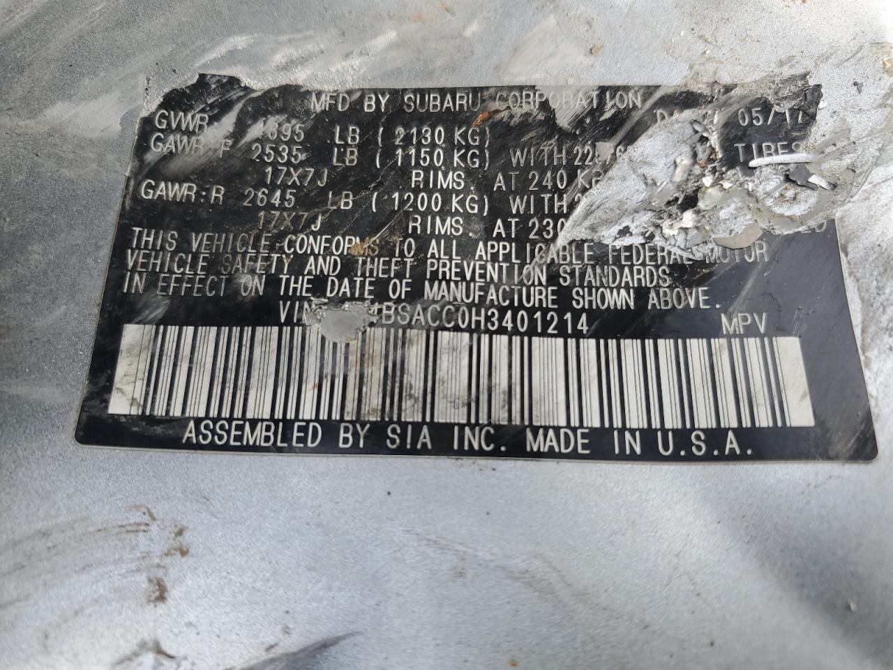 SUBARU OUTBACK 2.5I PREMIUM