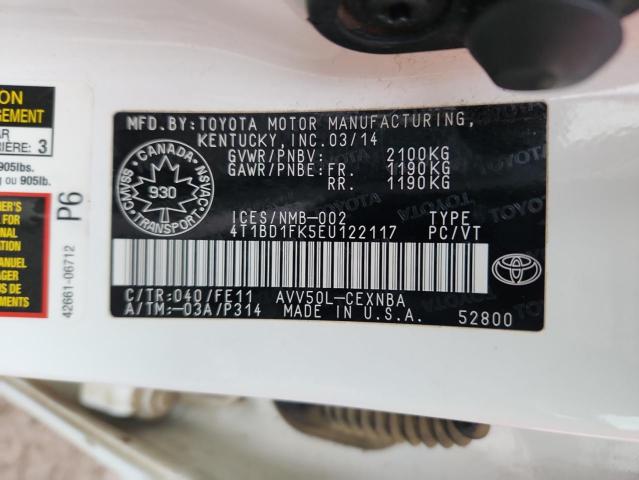 2014 TOYOTA CAMRY HYBR - 4T1BD1FK5EU122117