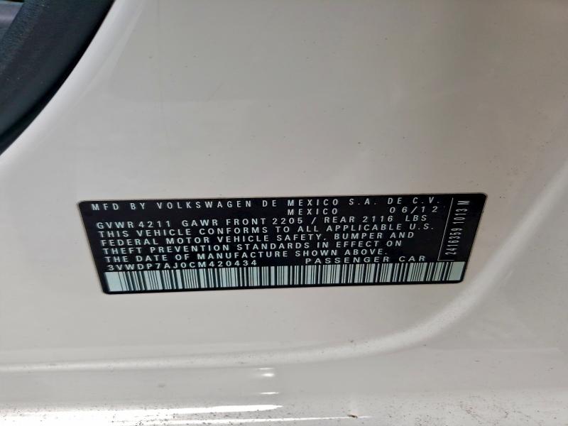 2012 VOLKSWAGEN JETTA SE #3298082138