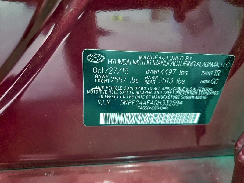 2016 HYUNDAI SONATA SE #3301820422