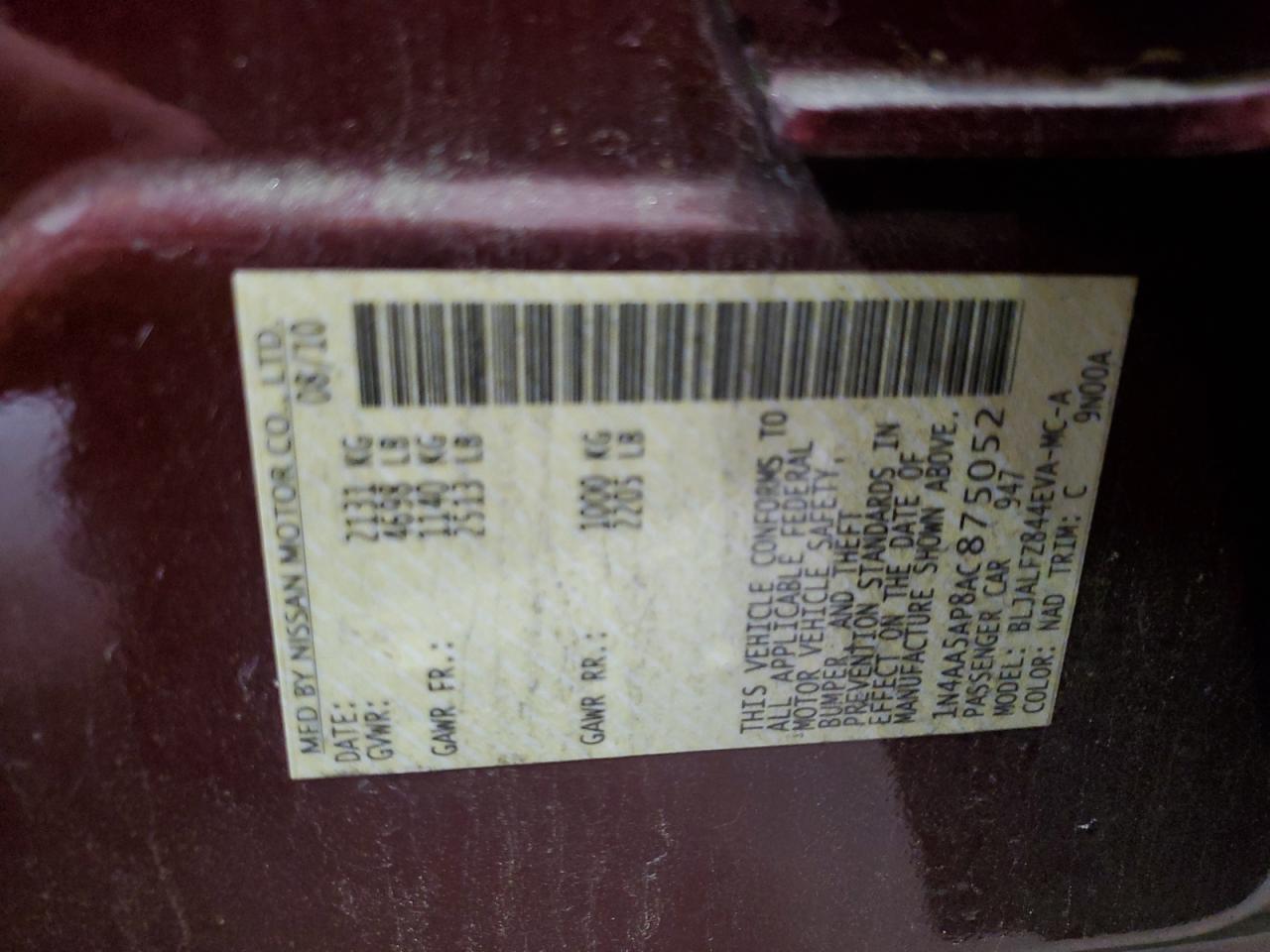 Lot #3311542252 2010 NISSAN MAXIMA S