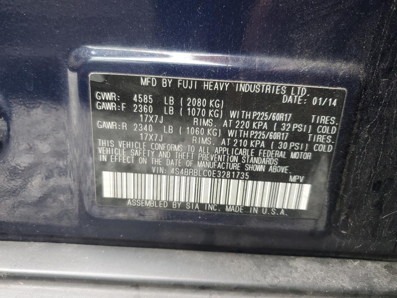 SUBARU OUTBACK 2.5I LIMITED