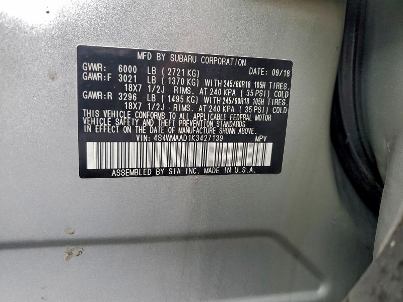 2019 SUBARU ASCENT #3301933457