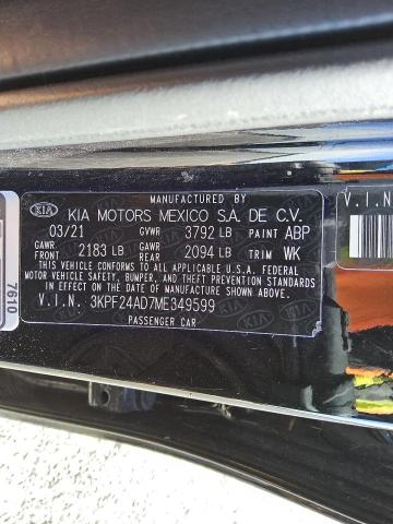 2021 KIA FORTE FE #3304602462