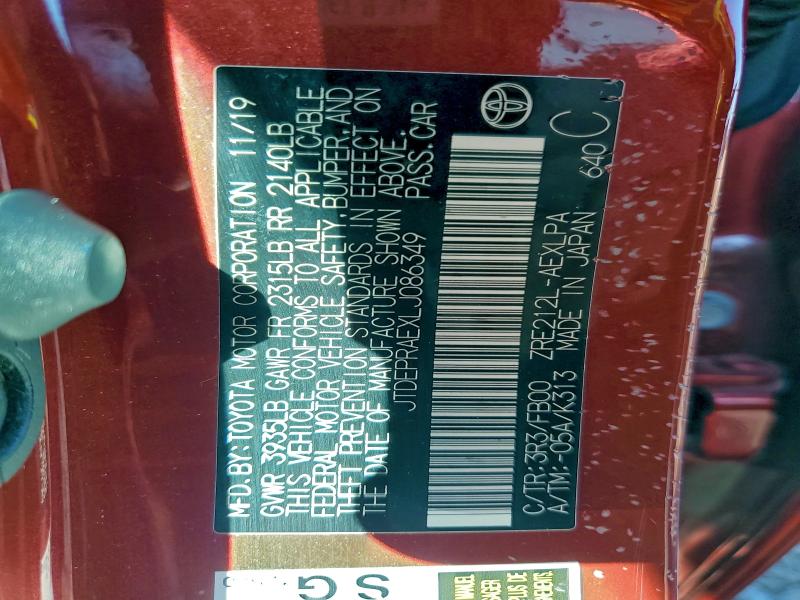 2020 TOYOTA COROLLA LE #3301863988