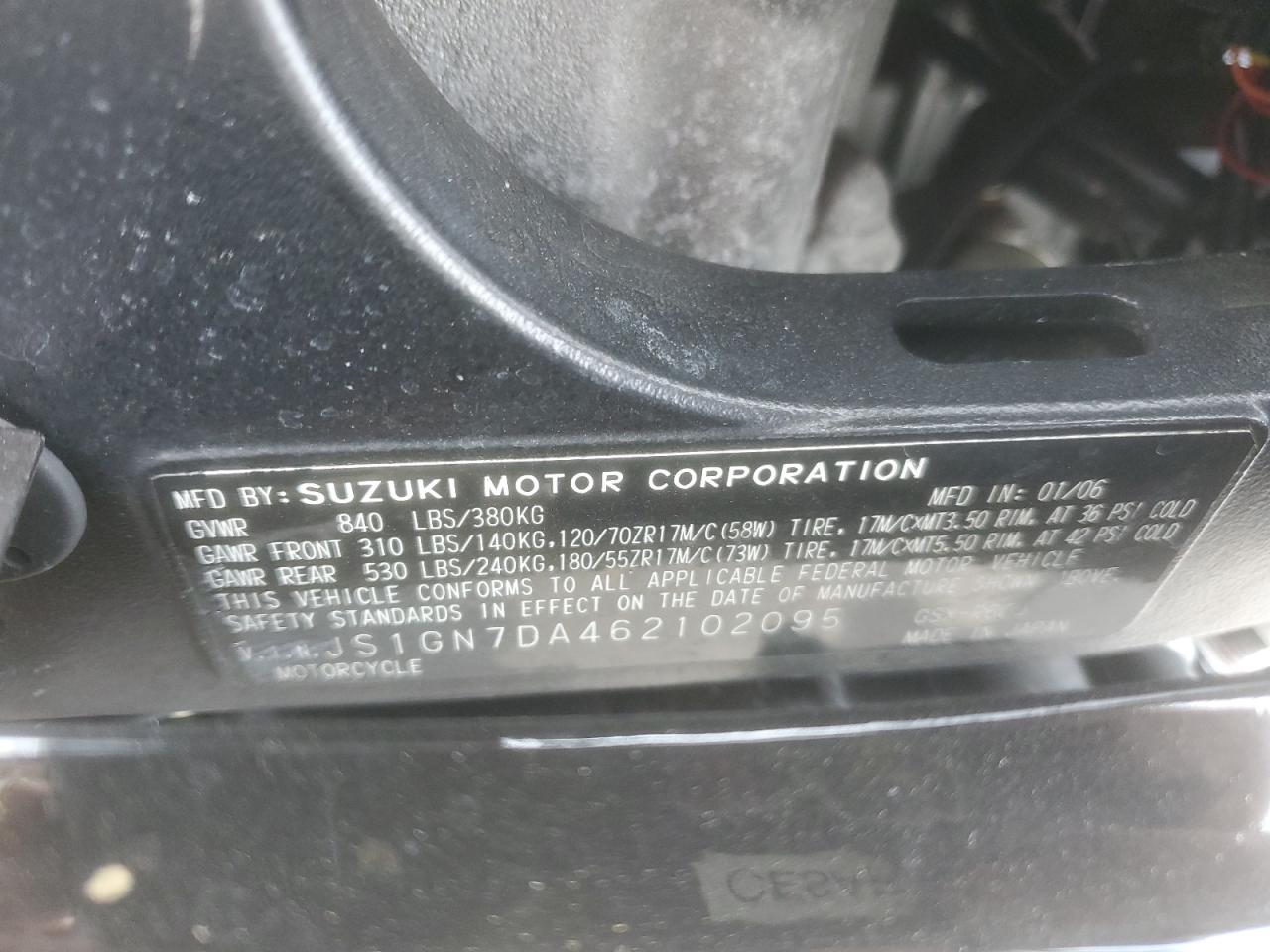 Lot #3293283447 2006 SUZUKI GSX-R600 K