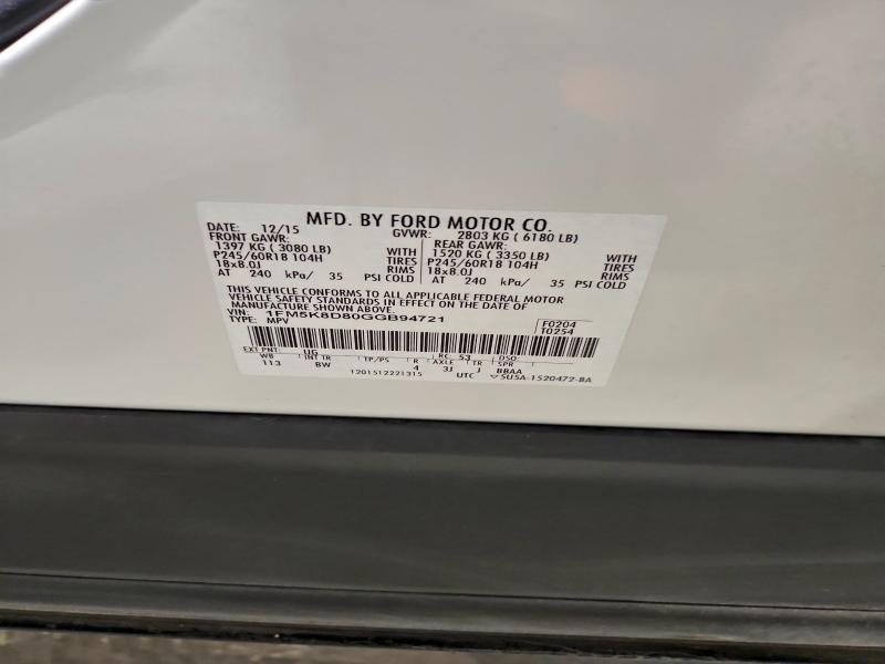 2016 FORD EXPLORER X #3305373333