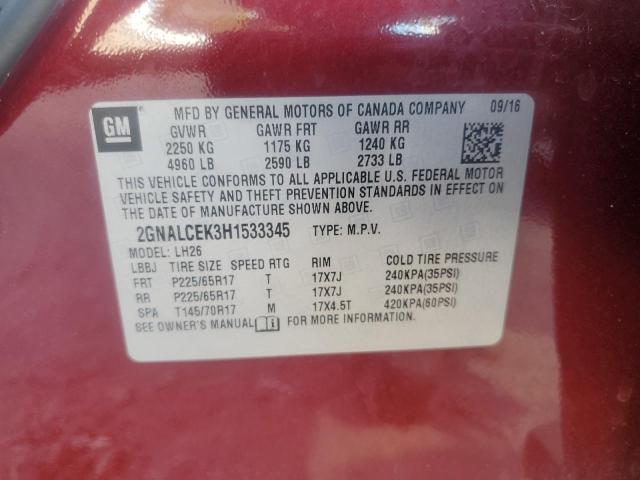 2017 CHEVROLET EQUINOX LT - 2GNALCEK3H1533345