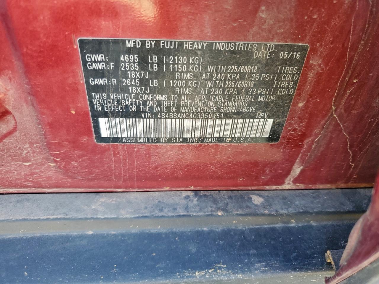 SUBARU OUTBACK 2.5I LIMITED