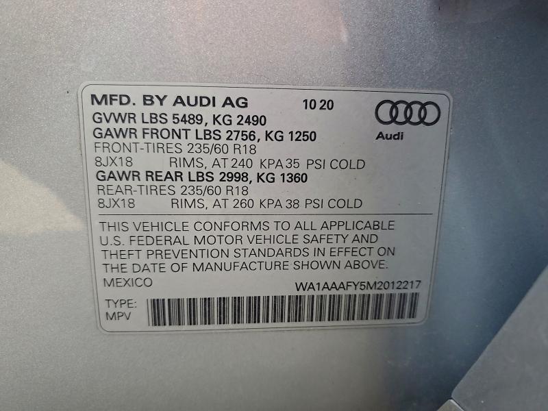 2021 AUDI Q5 PREMIUM #3301829378
