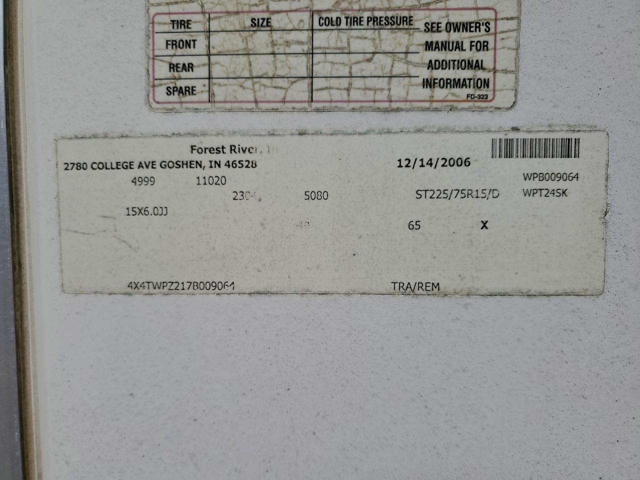 Lot #3304567469 2007 WILDWOOD TRAILER