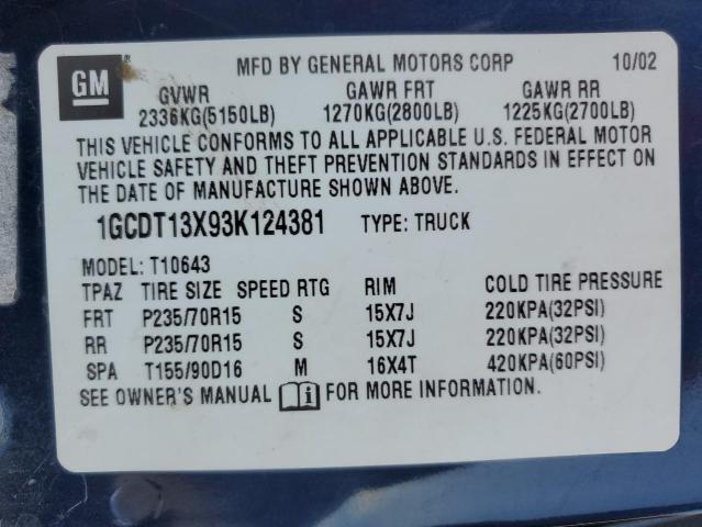 2003 CHEVROLET S TRUCK S1 #3311445336