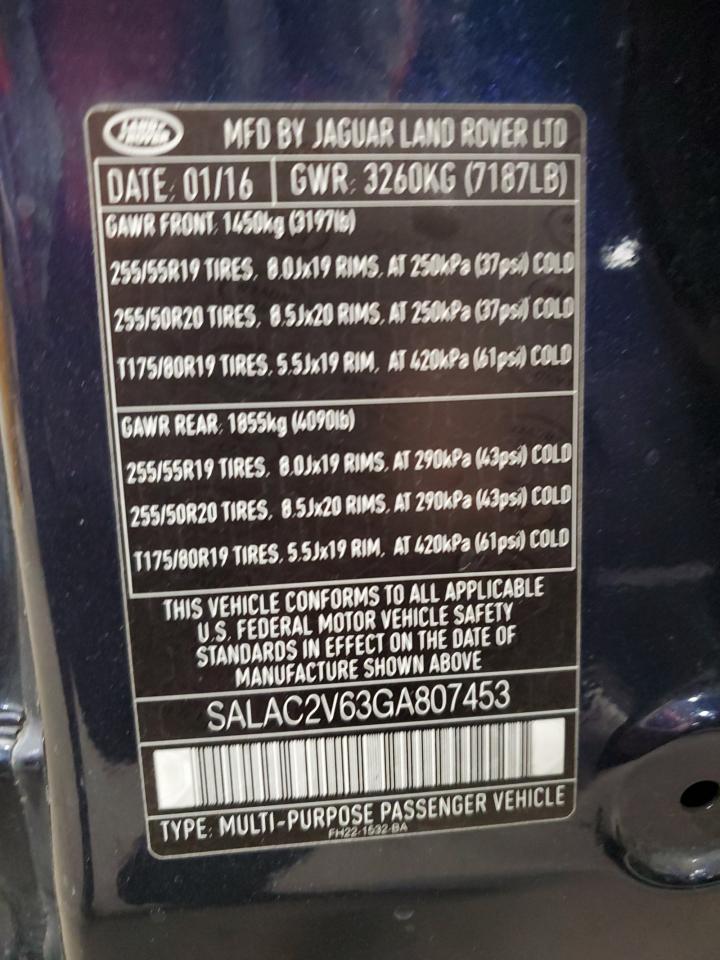 Lot #3312593258 2016 LAND ROVER LR4